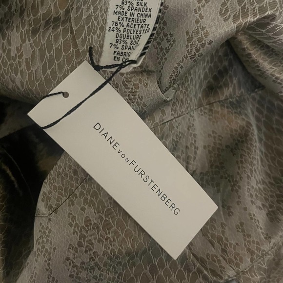 NWT Diane von Furstenberg Dress Treenie Silk Metallic Python 4 Cocktail Party - Picture 6 of 9
